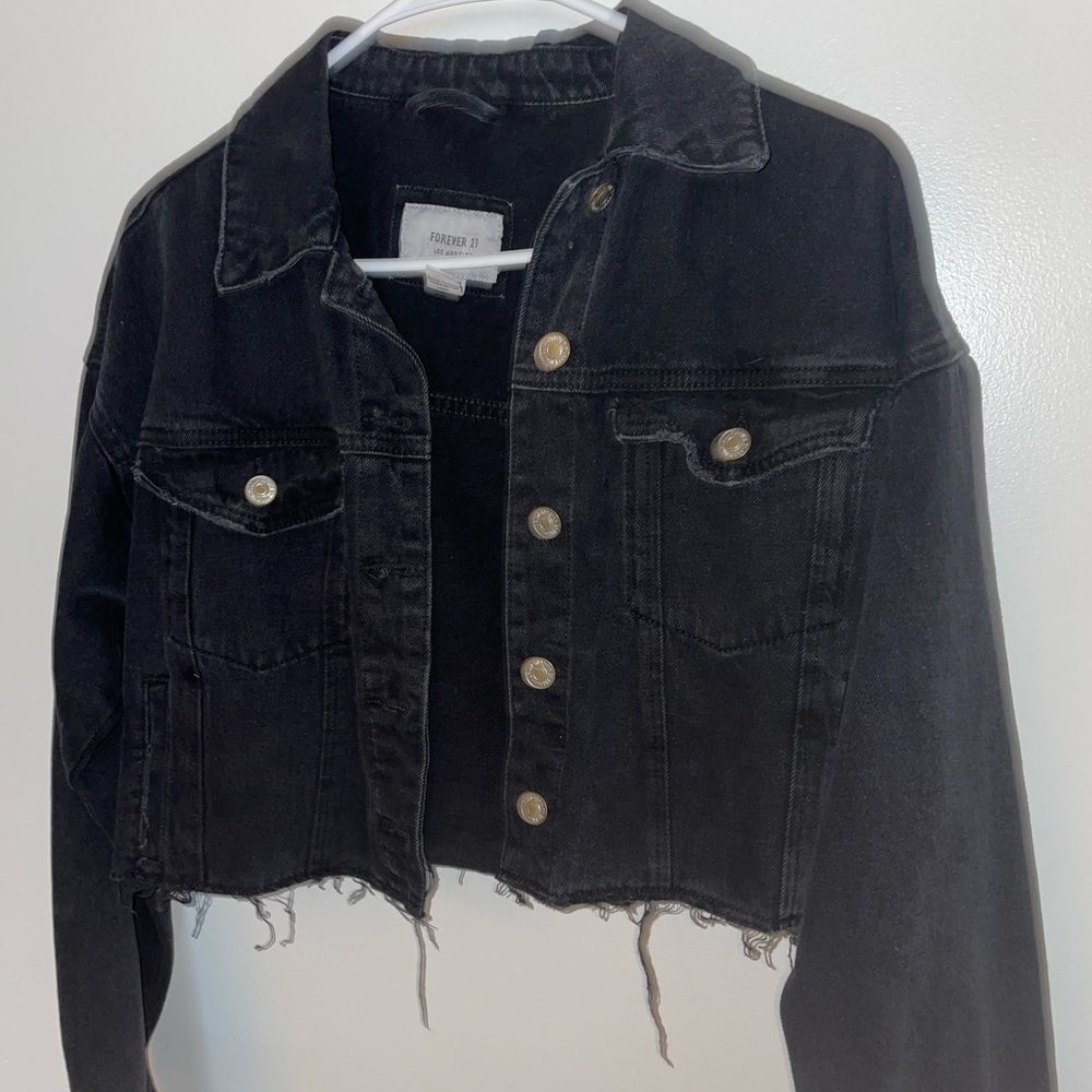 Black Cropped Denim Jacket